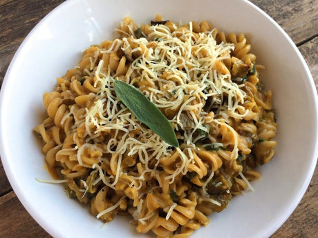 Winter Squash Pasta with Roasted Eggplant