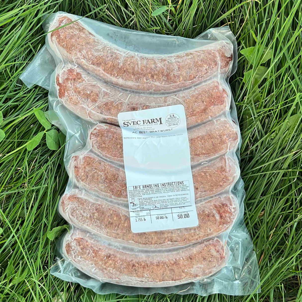 Grassfed Beef Brats (With Casing), 1.4 lb per 6 pack