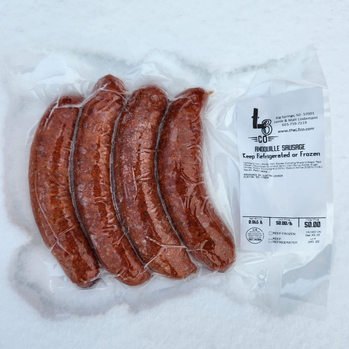 Pasture Raised Smoked Pork Andouille Sausage Links, 1 lb