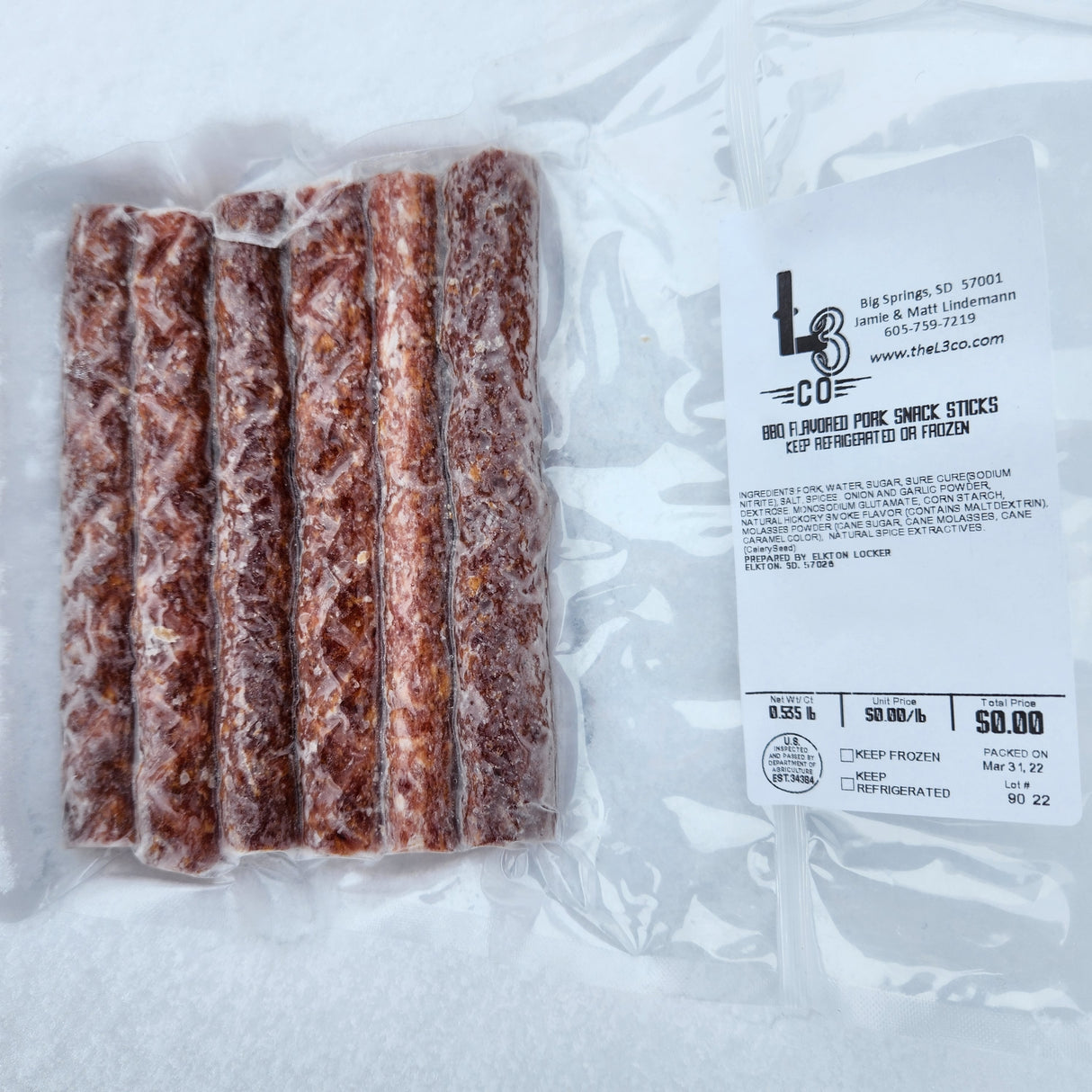 Pasture Raised Pork Smoked BBQ Snack Sticks, 8 oz