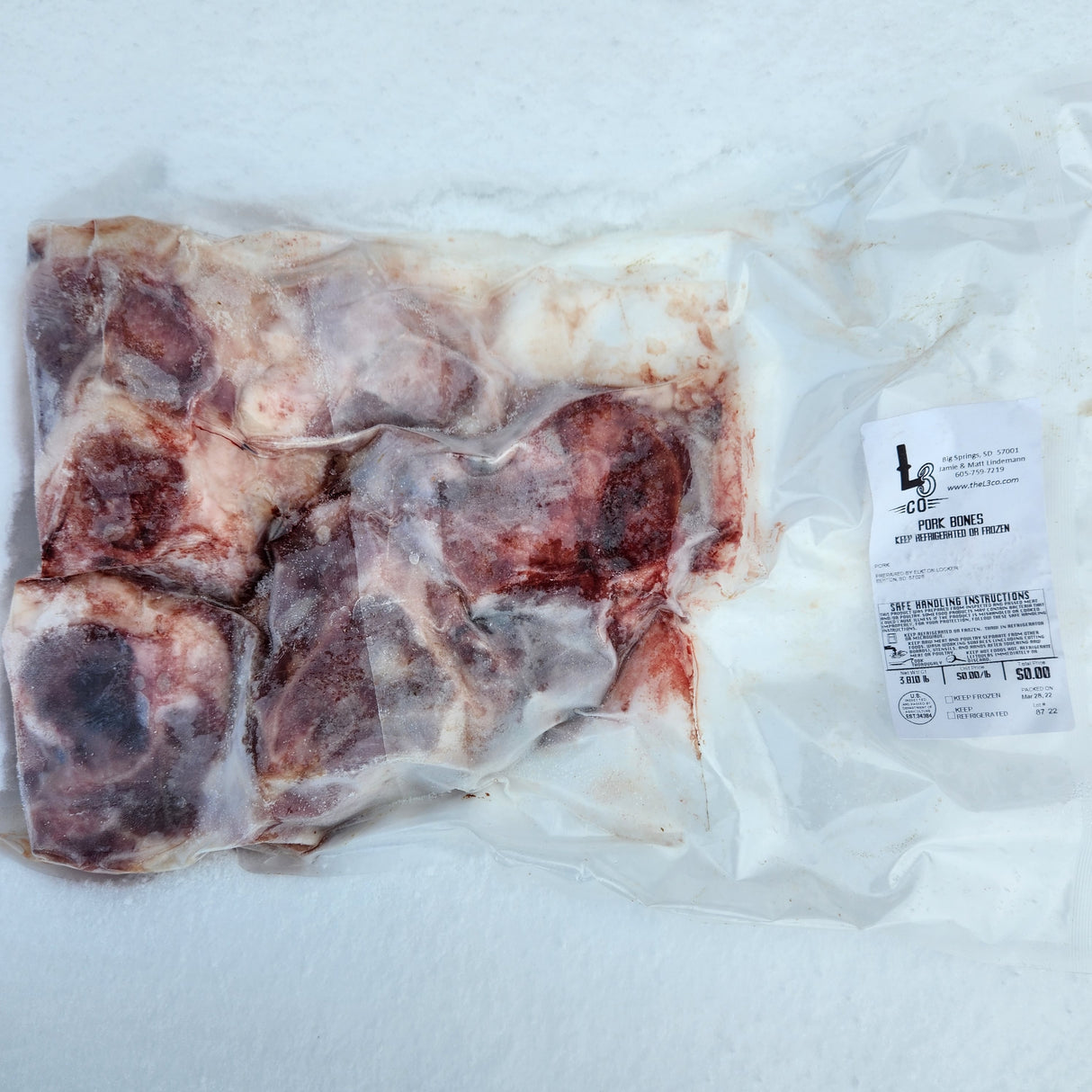 Pasture Raised Pork Marrow Bones, 3 lb