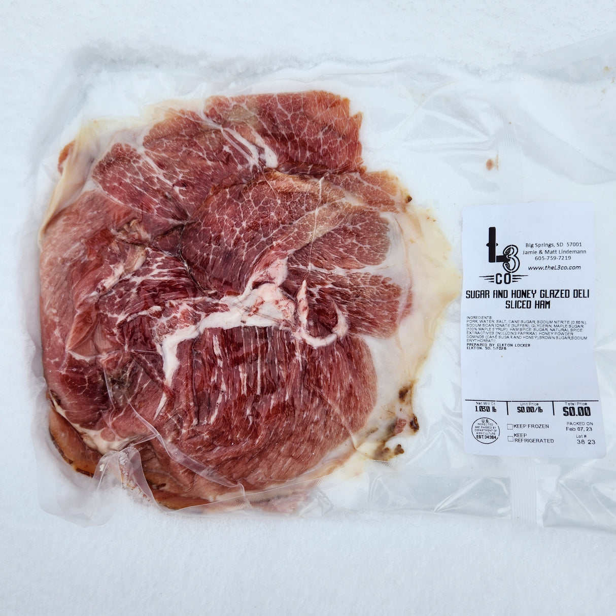 Pasture Raised Sugar and Honey Glazed Deli Sliced Ham, 1 lb