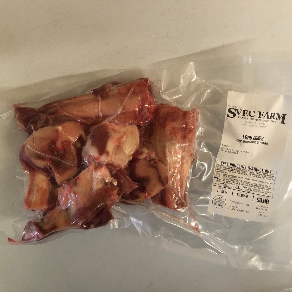 Svec Grassfed Lamb Marrow Bones, 1 lb