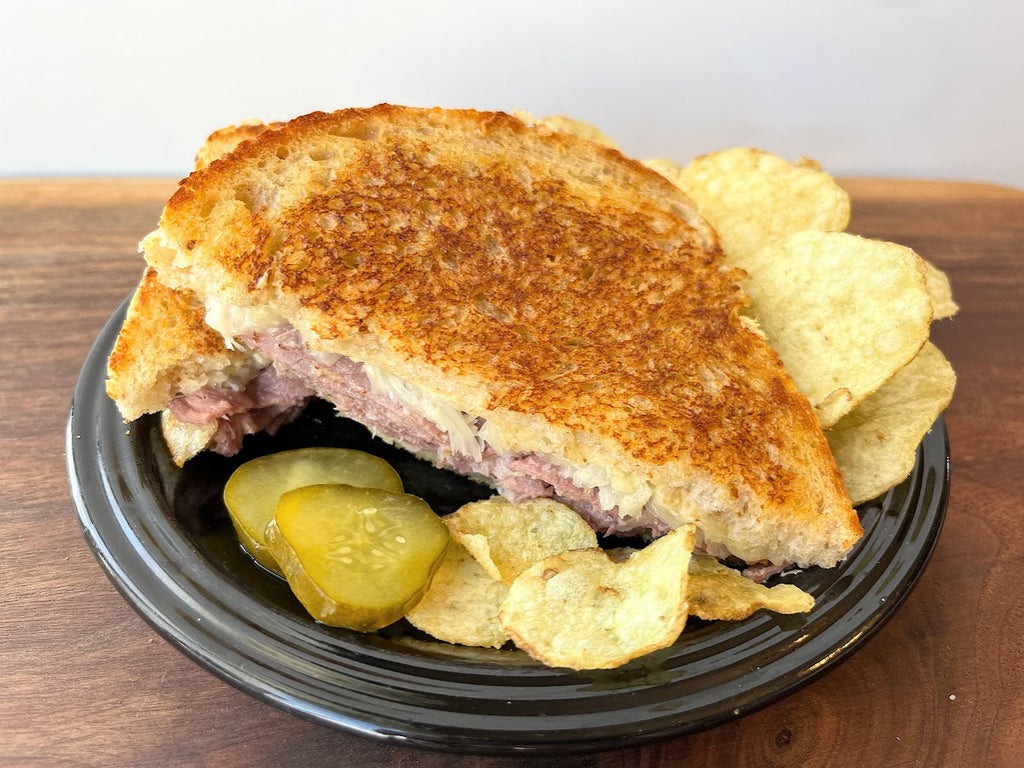 Corned Beef and Sauerkraut Sandwich on Sourdough Bread