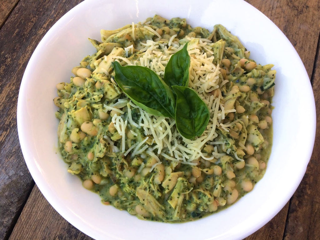 Chicken and White Beans with Basil Pesto