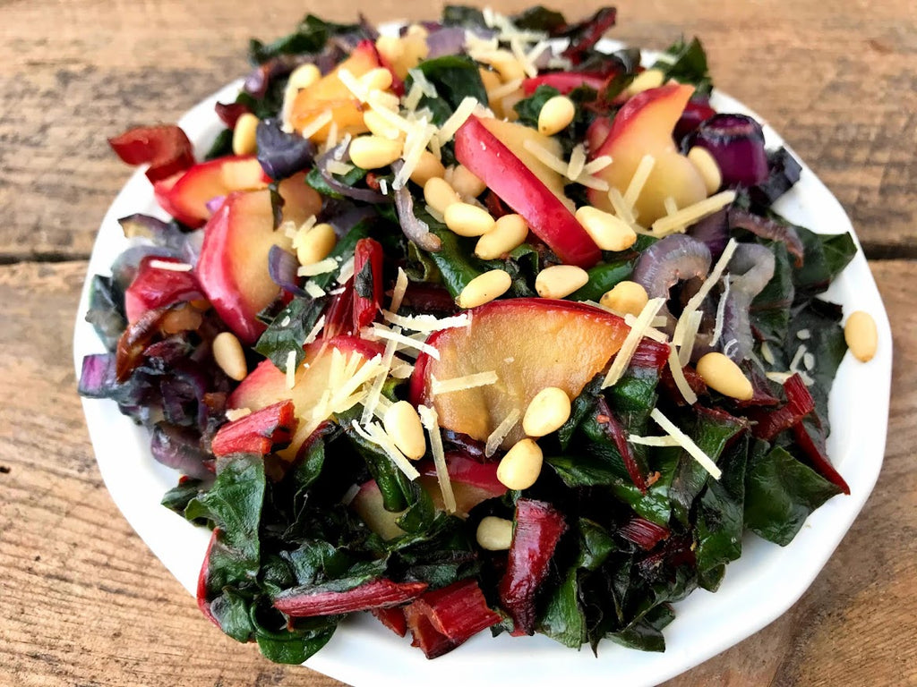 Sauteed Swiss Chard with Apples and Pine Nuts