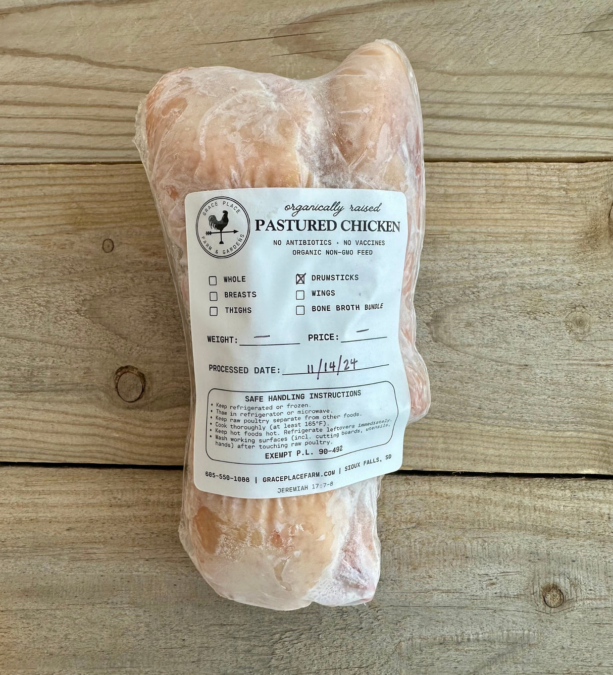 Organically-Fed Chicken Drumsticks (4 ct)