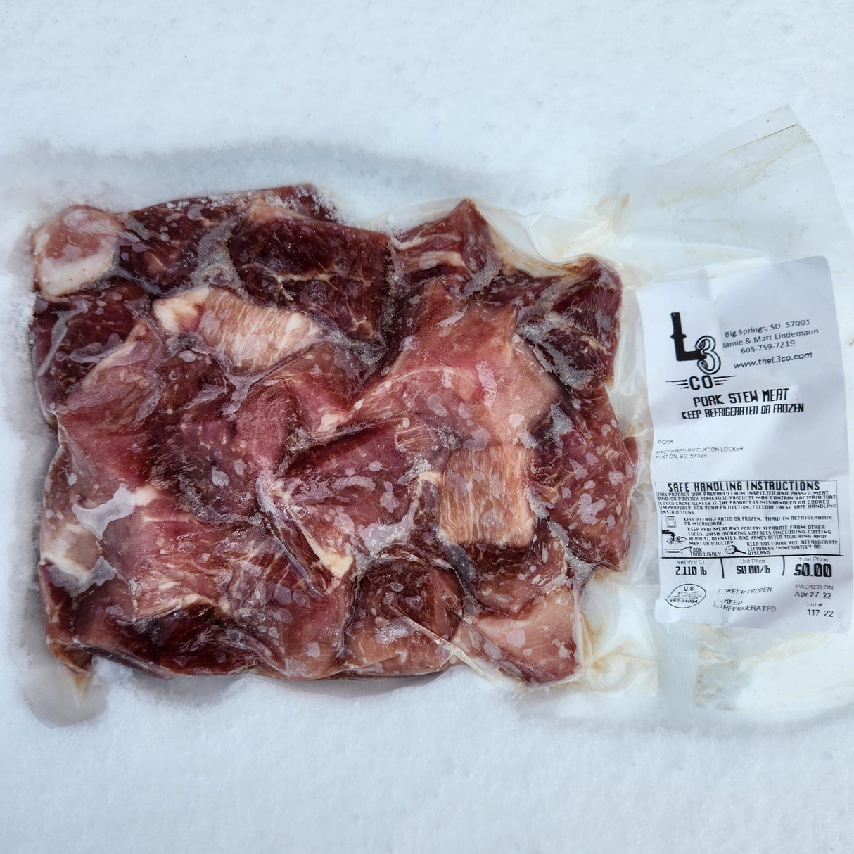 Pasture Raised Pork Stew Meat, 2 lb