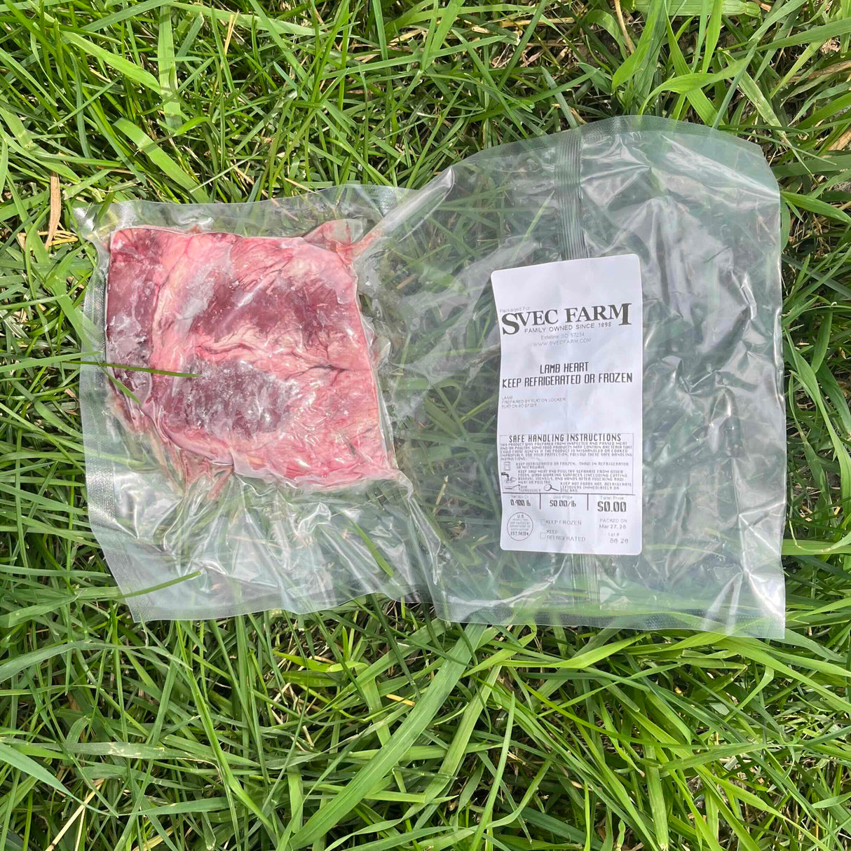 Svec Grassfed Lamb Heart, multiple packs to make .8 lb