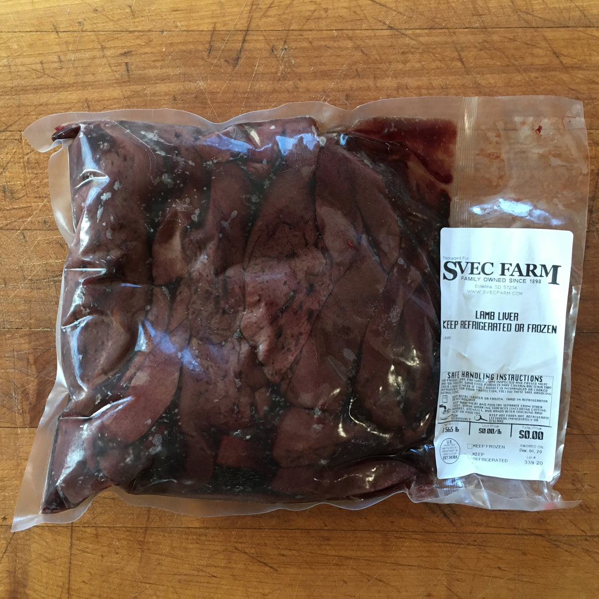 Svec Grassfed Lamb Liver, 2.5 lb